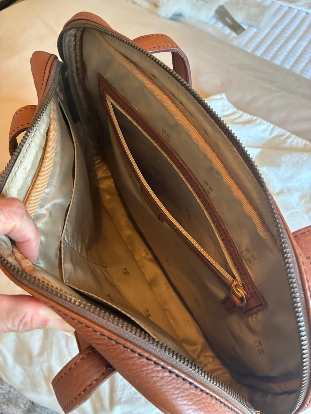 Marika Cognac Leather Laptop Tote